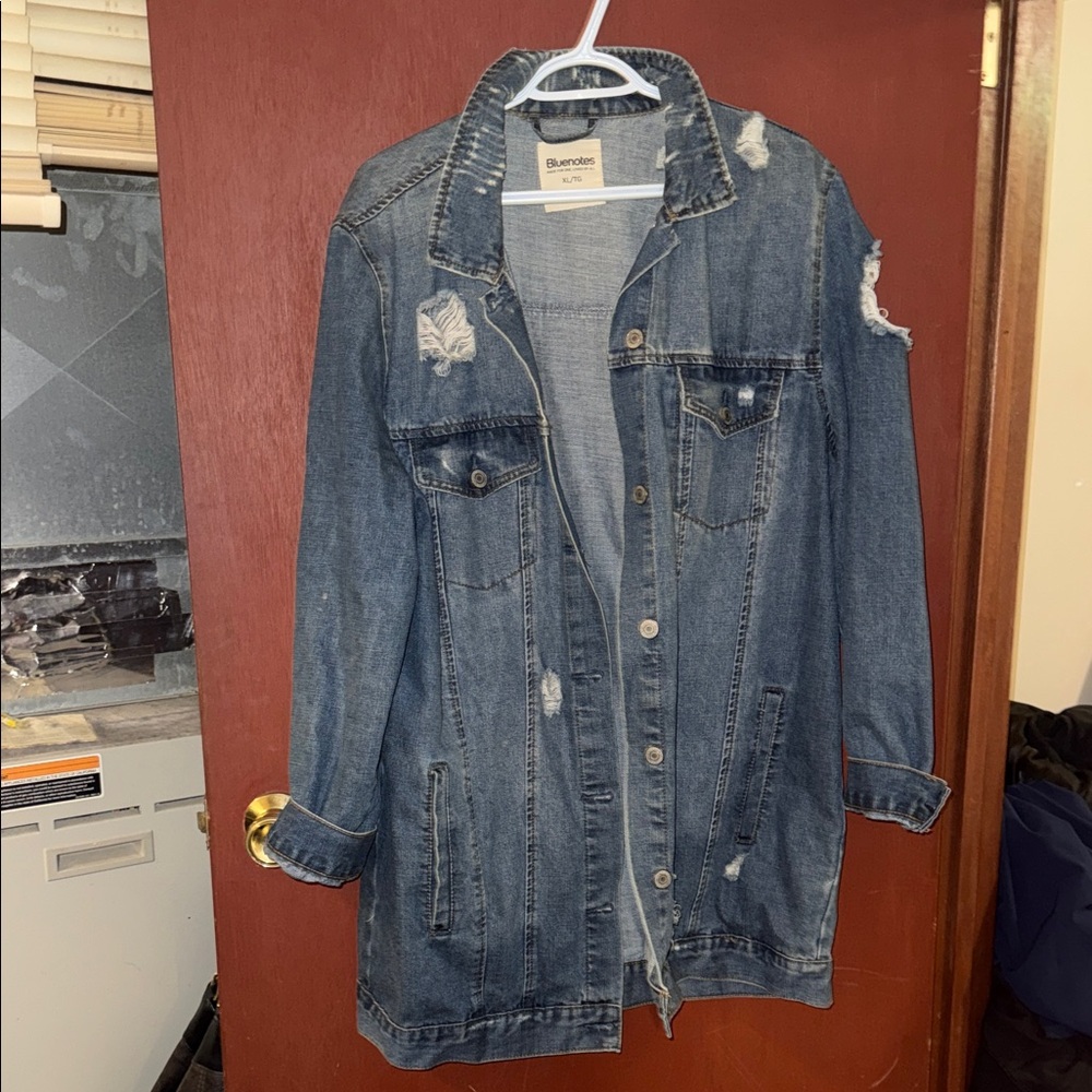 Bluenotes Distressed Long Denim Jacket